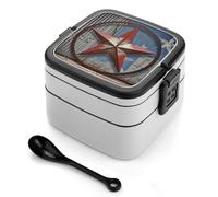 American Wastern Texas Star Boîte à déjeuner bento empilable tout-en-un avec compartiments, double couche, anti-fuite, pour le travail, les pique-niques, les voyages
