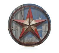 American Wastern Texas Star Planche à découper ronde en verre trempé Planche à découper unique pour pizza, légumes, fruits, fromage et charcuterie