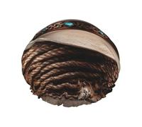 American West Rodeo Bonnet de douche réutilisable et imperméable pour homme et femme Bande élastique Double couche Lavable Pour toutes les coiffures Facile à transporter