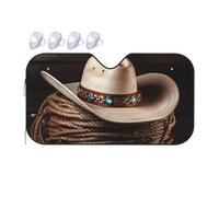 American West Rodeo Hat Pare-soleil de voiture pliable 2025 Pare-soleil de voiture amusant pour fenêtre avant Protection solaire intérieure de voiture Taille S