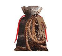 American West Rodeo Sacs à cordon de serrage avec cordon de serrage et ruban rouge - Pochettes cadeaux réutilisables en toile de jute avec cordon de serrage, M