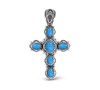 American West Sterling Silver Multi Gemstone Choice of 6 Different Colors Cross Pendant Enhancer