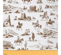 American Wild Tissu Tissus Au Metre,Cowboy Cowgirl de L'Ouest Tissu de Décor Intérieure,Jaune Peint À La Main Matériel Tissu Tissus Au Metre,Desert Art Tissu Intérieur Et Extérieur,184x150 (HxB)