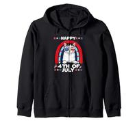 American Wirehair Cat Happy 4th of July Patriotic Cats Lover Sweat à Capuche
