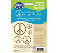 Americana Decor Peace Signs Pochoir, Bleu, 5 x 17,8 cm