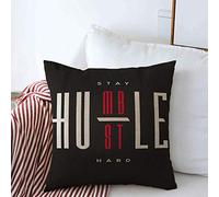 Americana Restez Humble,Travaillez Dur,Phrase Abstraite Graphique Inspirante,Citation De Motivation Murale Housse Coussin Confortable Taie Oreiller Doux Taie d'oreiller pour Salon 45X45Cm