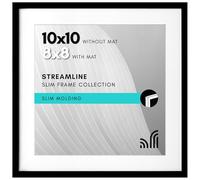 Americanflat 10x10 Picture Frame with Shatter-Resistant Glass - Use as 8x8 Frame with Mat or Display 10x10 Photo Without Mat - Streamline Collection - Square Frames for Tabletop or Wall - Black