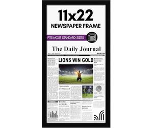 Americanflat 11x22 Newspaper Frame with Polished Plexiglass - Display for Assorted Media Articles - Signature Collection - Modern Picture Frame for Wall Display - Black