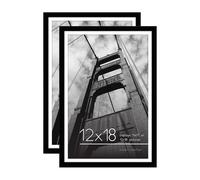 AmericanFlat 12x18 Cadre d'image en noir 2 pack - Utiliser comme cadre d'image 11x17 avec tapis - comprend du materiel suspendu en dents de scie