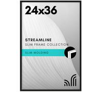 Americanflat 24x36 Poster Frame with Polished Plexiglass - Streamline Collection - Thin Border Picture Frame for Wall Display - Hanging Hardware Included - Black