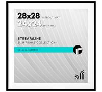 Americanflat 28x28 Picture Frame with Polished Plexiglass - Use as 24x24 Frame with Mat or Display 28x28 Photo Without Mat - Streamline Collection - Thin Border Square Frames for Wall Display - Black