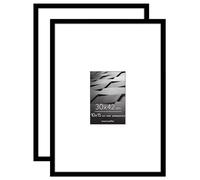 Americanflat 30x42 cm Picture Frame with Polished Plexi Cover - Set of 2 - Use as 10x15 cm Wall Photo Frame with Mount or Display 42x30 cm Photo without Mount - Streamline Collection - Black