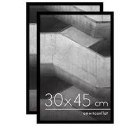 Americanflat 30x45 cm Picture Frame with Polished Plexi Cover - Set of 2 - Streamline Collection - Thin Border Picture Frame for Wall Display - Hanging Hardware Included - Black