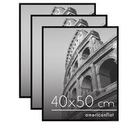 Americanflat 40x50 cm Picture Frame with Polished Front Cover - Set of 3 - Slide-In Photo Frame with Buildable Moulding - Fusion Collection - Picture Frames for Wall Display - Black