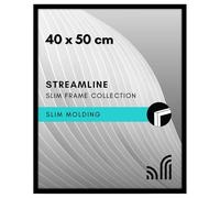 Americanflat 40x50 cm Picture Frame with Polished Plexi Cover - Streamline Collection - Thin Border Picture Frame for Wall Display - Hanging Hardware Included - Black