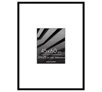 Americanflat 45x60 cm Picture Frame with Polished Plexi Cover - Use as 20x25 cm Wall Photo Frame with Mount or Display 60x45 cm Photo without Mount - Streamline Collection - Black