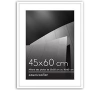 Americanflat 45x60 cm Picture Frame with Polished Plexi Cover - Use as 35x50 cm Wall Photo Frame with Mount or Display 60x45 cm Photo without Mount - Streamline Collection - White