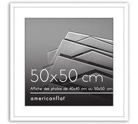 Americanflat 50x50 cm Picture Frame with Polished Plexi Cover - Use as 40x40 cm Wall Photo Frame with Mount or Display 50x50 cm Photo without Mount - Streamline Collection - White