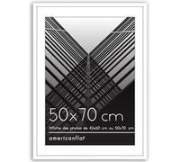 Americanflat 50x70 cm Picture Frame with Polished Plexi Cover - Use as 42x60 cm Wall Photo Frame with Mount or Display 70x50 cm Photo without Mount - Streamline Collection - White