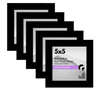 Americanflat 5x5 Picture Frame with Polished Plexiglass - Set of 5 - Galleria Collection - Square Frames for Tabletop and Wall Display - Black