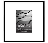 Americanflat 60x60 cm Picture Frame with Polished Plexi Cover - Use as 25x35 cm Wall Photo Frame with Mount or Display 60x60 cm Photo without Mount - Streamline Collection - Black