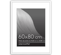 Americanflat 60x80 cm Picture Frame with Polished Plexi Cover - Use as 45x60 cm Wall Photo Frame with Mount or Display 80x60 cm Photo without Mount - Streamline Collection - White