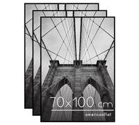 Americanflat 70x100 cm Picture Frame with Polished Front Cover - Set of 3 - Slide-In Photo Frame with Buildable Moulding - Fusion Collection - Picture Frames for Wall Display - Black