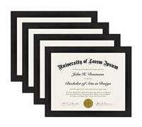 AmericanFlat 85x11 Cadre d'images en noir - Ensemble de 4 - Utiliser comme cadre de diplme ou cadre de certificat avec verre rsistant aux briss