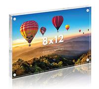 Americanflat 8x12 Acrylic Picture Frame - Clear Picture Frame with Magnetic Corners - Acrylic Photo Frames Stand in Desk or Table - Soft Microfiber Cloth Included