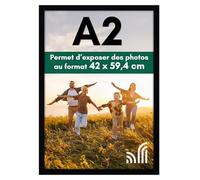 Americanflat A2 Picture Frame in Black - Engineered Wood with Polished Plexiglass - Horizontal and Vertical Formats for Wall - 42x59.4 cm