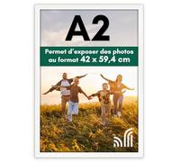 Americanflat A2 Picture Frame in White - Engineered Wood with Polished Plexiglass - Horizontal and Vertical Formats for Wall - 42x59.4 cm