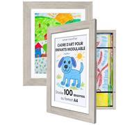 Americanflat Cadre Dessin Enfant à Changer A4 Bois Flotté avec Passe-Partout et 25,5 x 32 cm sans Passe-Partout - Cadres avec Ouverture Frontale Pouvant Contenir 100 Pièces - Lot de 2