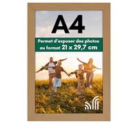 Americanflat A4 Picture Frame in Dark Oak - Engineered Wood with Shatter Resistant Glass - Horizontal and Vertical Formats for Wall and Tabletop