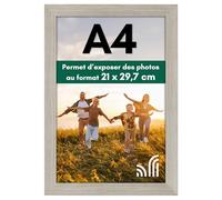 Americanflat Cadre Photo A4 Bois Flotté - Cadre A4 en MDF avec Verre Incassable Poli, Chevalet et Matériel de Suspension Intégré - Format Horizontal et Vertical pour Mur et Dessus de Table