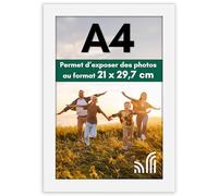 Americanflat A4 Picture Frame in White - Engineered Wood with Shatter Resistant Glass - Horizontal and Vertical Formats for Wall and Tabletop