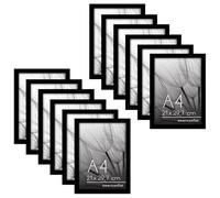 Americanflat A4 Picture Frame with Polished Plexi Cover - Set of 12 - Signature Collection - Picture Frames with Engineered Wood for Tabletop and Wall Display - Black