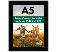 Americanflat A5 Picture Frames in Black - Engineered Wood with Shatter Resistant Glass - Horizontal and Vertical Formats for Wall and Tabletop - 14.8x21 cm