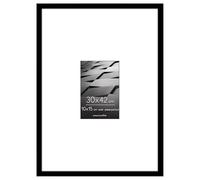Americanflat Cadre 30x42 cm Noir - Cadre Photo 10x15 cm avec Passe-Partout ou 30x42 cm sans Passe-Partout - Cadre Photo 42x30 cm - Vitre Plexi Poli - Suspension Verticale ou Horizontale