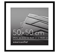 Americanflat Cadre 50x50 cm Noir - Cadre Photo 40x40 cm avec Passe-Partout ou 50x50 cm sans Passe-Partout - Plexi Poli - pour Suspension Murale