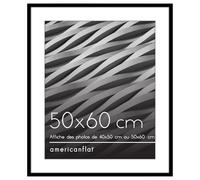 Americanflat Cadre 50x60 cm Noir - Cadre Photo 40x50 cm avec Passe-Partout ou 50x60 cm sans Passe-Partout - Vitre Plexi Poli - Suspension Verticale ou Horizontale