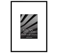 Americanflat Cadre 50x70 cm Noir - Cadre Photo 25x35 cm avec Passe-Partout ou 50x70 cm sans Passe-Partout - Cadre Photo 70x50 cm - Vitre Plexi Poli - Suspension Verticale ou Horizontale