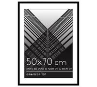 Americanflat Cadre 50x70 cm Noir - Cadre Photo 42x60 cm avec Passe-Partout ou 50x70 cm sans Passe-Partout - Vitre Plexi Poli - Suspension Verticale ou Horizontale