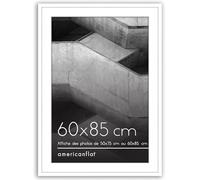Americanflat Cadre 60x85 cm Blanc - Cadre Photo 50x75 cm avec Passe-Partout ou 60x85 cm sans Passe-Partout - Cadre pour Puzzle - Vitre Plexi Poli - Suspension Verticale ou Horizontale