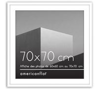 Americanflat Cadre 70x70 cm Blanc - Cadre Photo 60x60 cm avec Passe-Partout ou 70x70 cm sans Passe-Partout - Vitre Plexi Poli - pour Suspension Murale