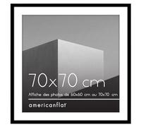 Americanflat Cadre 70x70 cm Noir - Cadre Photo 60x60 cm avec Passe-Partout ou 70x70 cm sans Passe-Partout - Vitre Plexi Poli - pour Suspension Murale