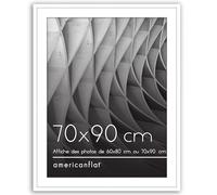 Americanflat Cadre 70x90 cm Blanc - Cadre Photo 60x80 cm avec Passe-Partout ou 70x90 cm sans Passe-Partout - Cadre 90x70 cm - Vitre Plexi Poli - Suspension Verticale ou Horizontale