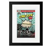 Americanflat Cadre de bande dessinée noir de 15,2 x 25,4 cm - Bois composite avec verre incassable - Formats horizontaux et verticaux pour mur