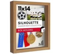 Americanflat Cadre de boîte en chêne avec Dos en Lin Doux - Bois Composite avec Verre Poli - Formats horizontaux et verticaux pour Mur et Table - 28 x 35,6 cm