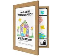Americanflat Cadre Dessin à Changer Chêne foncé pour Enfant A4 avec Passe-partout et 25,4 x 31,75 sans Passe-partout - Cadres avec Ouverture Frontale Pouvant Contenir 100 pièces