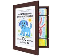 Americanflat Cadre Dessin Enfant à Changer A4 Acajou avec Passe-Partout et 25,5 x 32 cm sans Passe-Partout - Cadres avec Ouverture Frontale Pouvant Contenir 100 Pièces